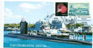 Uss Charlotte Ssn - 766 Us Navy Submarine Color Photo Cachet 20th Ann.  Pictorial Pm