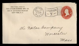 Dr Who 1911 Ny Sta X Flag Cancel Stationery Advertising Cutler - Hammer Co E48824