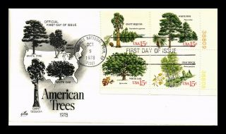 Dr Jim Stamps Us American Trees Art Craft First Day Cover Block Of Four