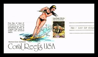 Dr Jim Stamps Us Woman Water Skiing Hand Colored Chalice Coral Reef Fdc Cover