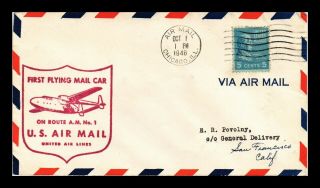 Dr Jim Stamps Us Chicago Am 1 First Flight Air Mail Cover San Francisco 1946
