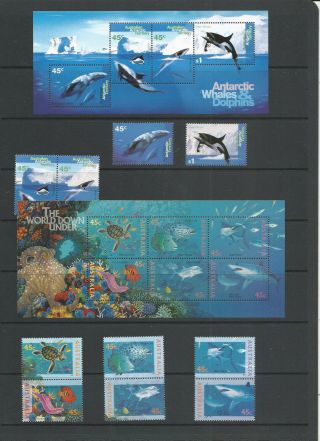 Australia 1995 Year Sets M/sheet,  Antarctic Mnh China Panda Fish Whales Ship