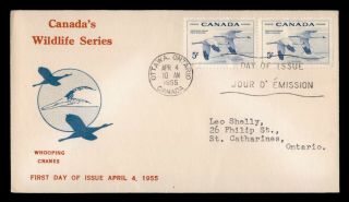 Dr Who 1955 Canada Whooping Cranes Pair Fdc C123193