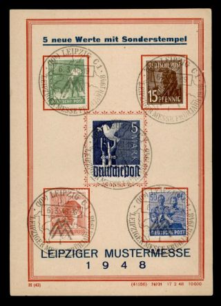 Dr Who 1948 Germany Leipziger Mustermesse Card Multi Franked C134735