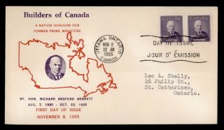 Dr Who 1955 Canada Ottawa Hon.  Richard Bedford Bennett Pair Fdc C123169