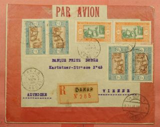 1928 French West Africa Senegal Dakar Registered Airmail To Austria
