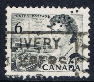 Canada 460ii (1) Perfin 1953 5 Cent Elizabeth Ii Canadian Pacific Railway Cpr