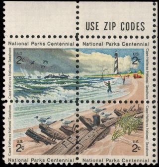 Us 1448 - 1451 Mnh Zip Block Of 4,  2c National Parks Centennial