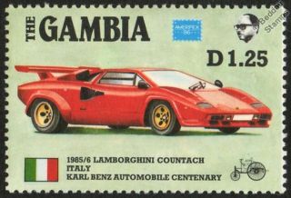 1985/6 Lamborghini Countach Italy Car Stamp (1986 The Gambia)