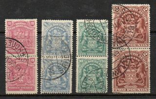 British South Africa Co Rhodesia 1898 - Sg 81 85 89 91 - High Values Vert Pairs