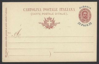 Italy Occupation Of Albania 1902 Albania 20 Para On 10c Postal Card