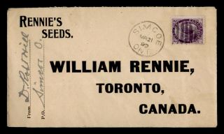 Dr Who 1899 Canada Simcoe Fancy Cancel Advertising Seed Co To Toronto E45498