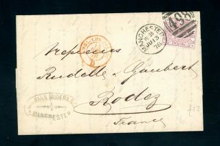 Manchester To France 1878 Cover,  2 1/2d Plate 10 (au684)