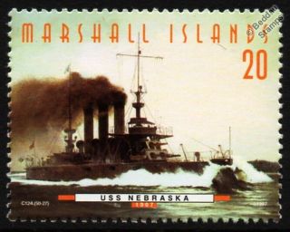 Uss Nebraska (bb - 14) Virginia Class Battleship Warship Stamp (1997)