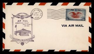 Dr Who 1939 Uniontown Pa First Flight Cam 1002 Air Mail C122510