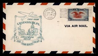Dr Who 1939 Greensburg Pa First Flight Cam 1002 Air Mail C122509