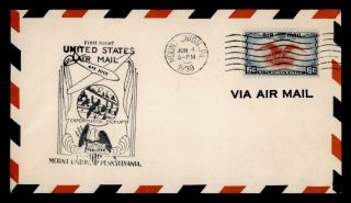 Dr Who 1939 Mount Union Pa First Flight Cam 1001 Air Mails C122507