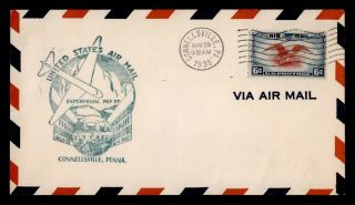 Dr Who 1939 Connellsville Pa First Flight Cam 1002 Air Mail C122503