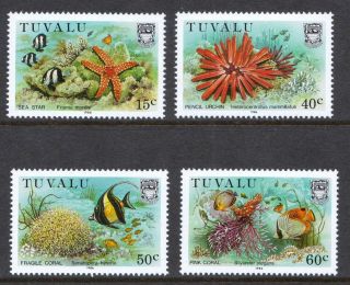 Tuvalu 1986 Coral Reef Life - Fish - Mnh Set - Cat £6.  20 - (42)