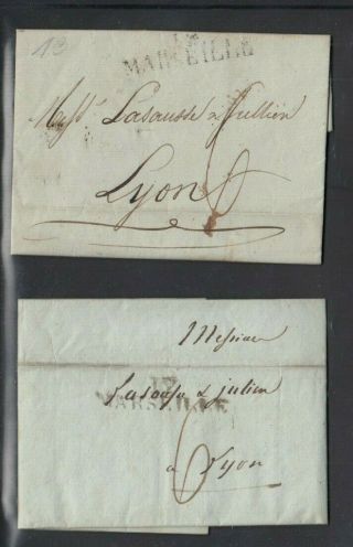 France 3 Stampless Folded Letters Bordeaux 1832 & Marseille 1813 & 1814