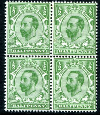 (10) Very Fine Sg322 Gv 1/2d Green Block Of 4 Unmounted.  Mnh
