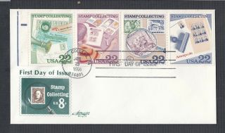Usa 1986 Sc 2201b 8c Stamp Collecting Black Omitted First Day Cover