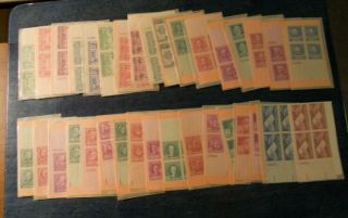 34 - Us Stamp Plate Blocks Mixed Lot Mnh - Glassines - Army/navy - Famous Americans - Spec