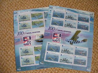 Isle Of Man 100 Years Naval Aviation Set Of 2 Mini Sheets Mnh Freepost W116
