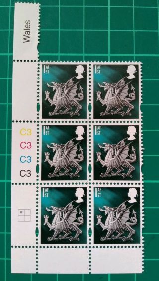 2019 Wales 1st Class Regional C3 Cylinder Block Of 6 [ex 30/01/19 Sheets] 1:2