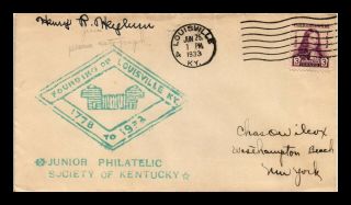 Dr Jim Stamps Us Louisville Kentucky Junior Philatelic Society Cover 1933