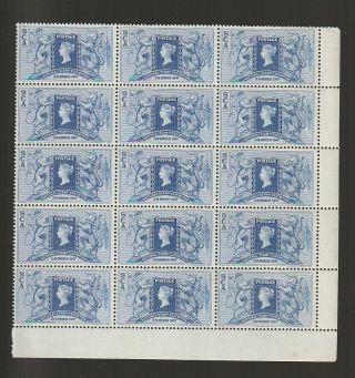 Gb 1947 Stamp Exibition " Penny Black " Corner Stamps Block Of 15 Um