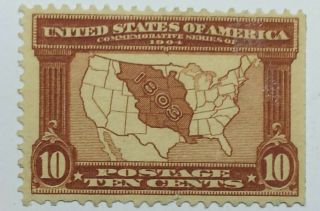 Us Scott 327 - 1904 10 Cent Louisiana Purchase Map - Red Brown - M/nhno Gum - C V $150.  0