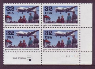 3211 Berlin Airlift.  Plate Block.  F - Vf Never Hinged