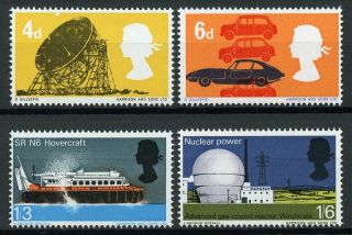 Gb 1966 Mnh British Technology Hovercraft Cars Telescopes 4v Set Stamps