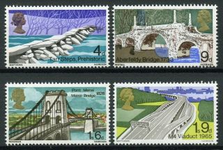 Gb 1968 Mnh British Bridges Tarr Steps Aberfeldy Bridge M4 Viaduct 4v Set Stamps