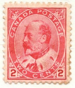 1903 Canada Stamp 2c Edward Vii Sc 90 Orginal Gum $60 Catv Scarce No=resrv