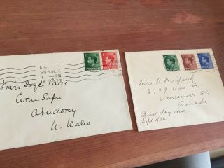 Gb Uk Edward Fdc X 2,  1 To Aberdovey Wales,  Other To Vancouver Canada