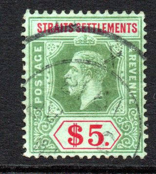 Straits Settlements 5 Dollar Stamp C1912 - 23 (little Back Tone) (3)