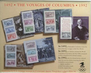 Us,  2624 - 2629 Voyages Of Columbus Set Of 6 Souvenir Sheets Never Hinged