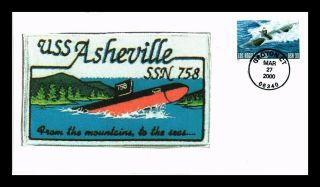 Dr Jim Stamps Us Naval Submarine Uss Asheville Los Angeles Class Fdc Cover