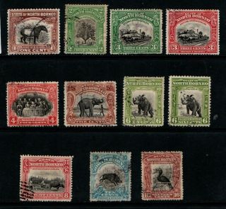 North Borneo 1909 1923 Selection To 16c Sg159 - 61,  164 - 5,  167 - 70,  174