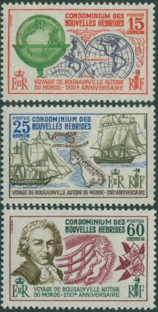 Hebrides French 1968 Sgf145 - F147 Bougainville World Voyage Set Mnh