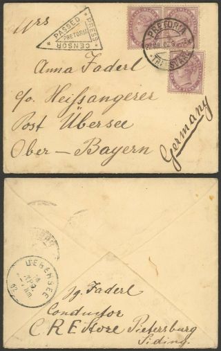 Gb Victoria South Africa Boer War 1902 - Cover To Germany - Censor D146