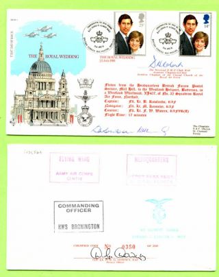 G.  B.  1981 Royal Wedding Raf Flown & Signed First Day Cover,  Bfps 1932