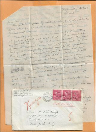 World War Ii U.  S Military Cover A.  P.  O 787 1945 Letter