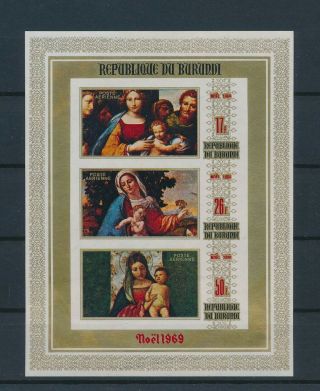 Lk89007 Burundi Imperf Madonna & Child Paintings Good Sheet Mnh