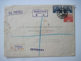 Japan - Registered Cover To Germany With Scott 195 And 196 (2)