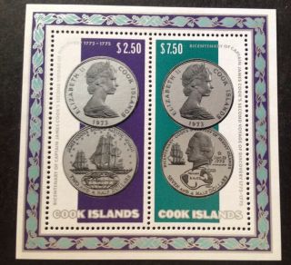 Cook Islands 1974 Coins Mini Sheet Mnh