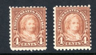 2 X U.  S.  585 Never Hinged,  Og,  4 Cent 1923 Martha Washington,  Perf.  10
