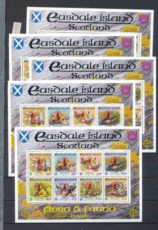 Scotland Easdale Island Flora Fauna Wildlife Sheets Mnh X 5 (mr 230